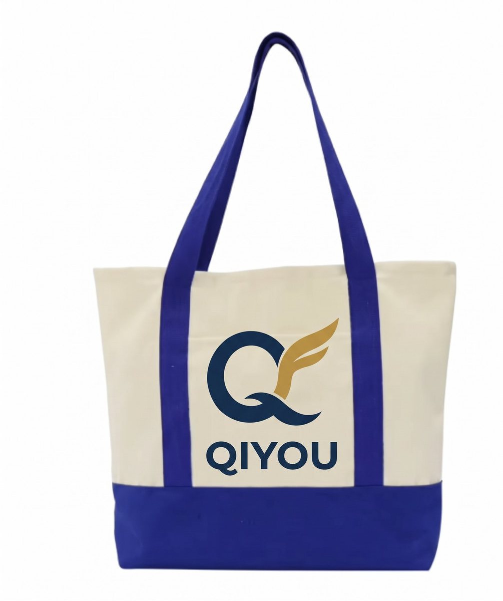 Custom two-tone tote bag with logo