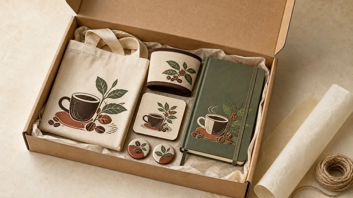 Café corporate gifting pack in a kraft mailer