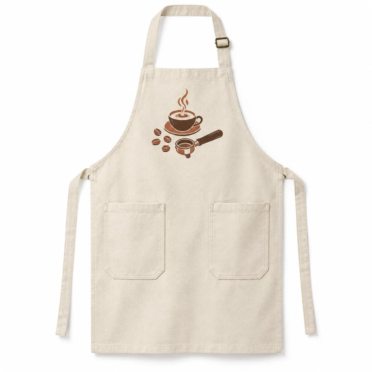Canvas apron with coffee motif