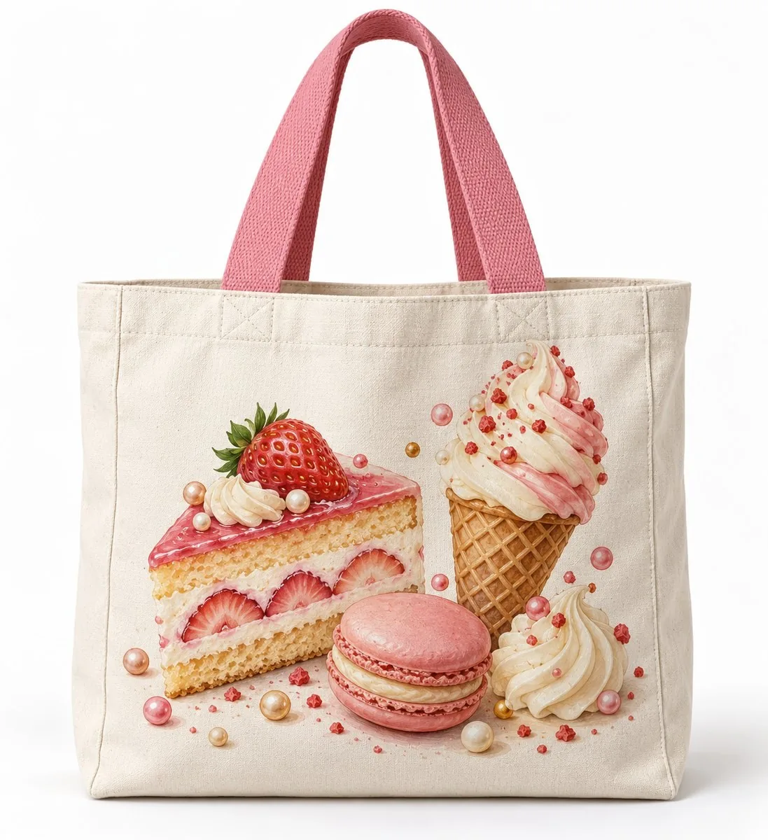 Canvas tote with dessert print