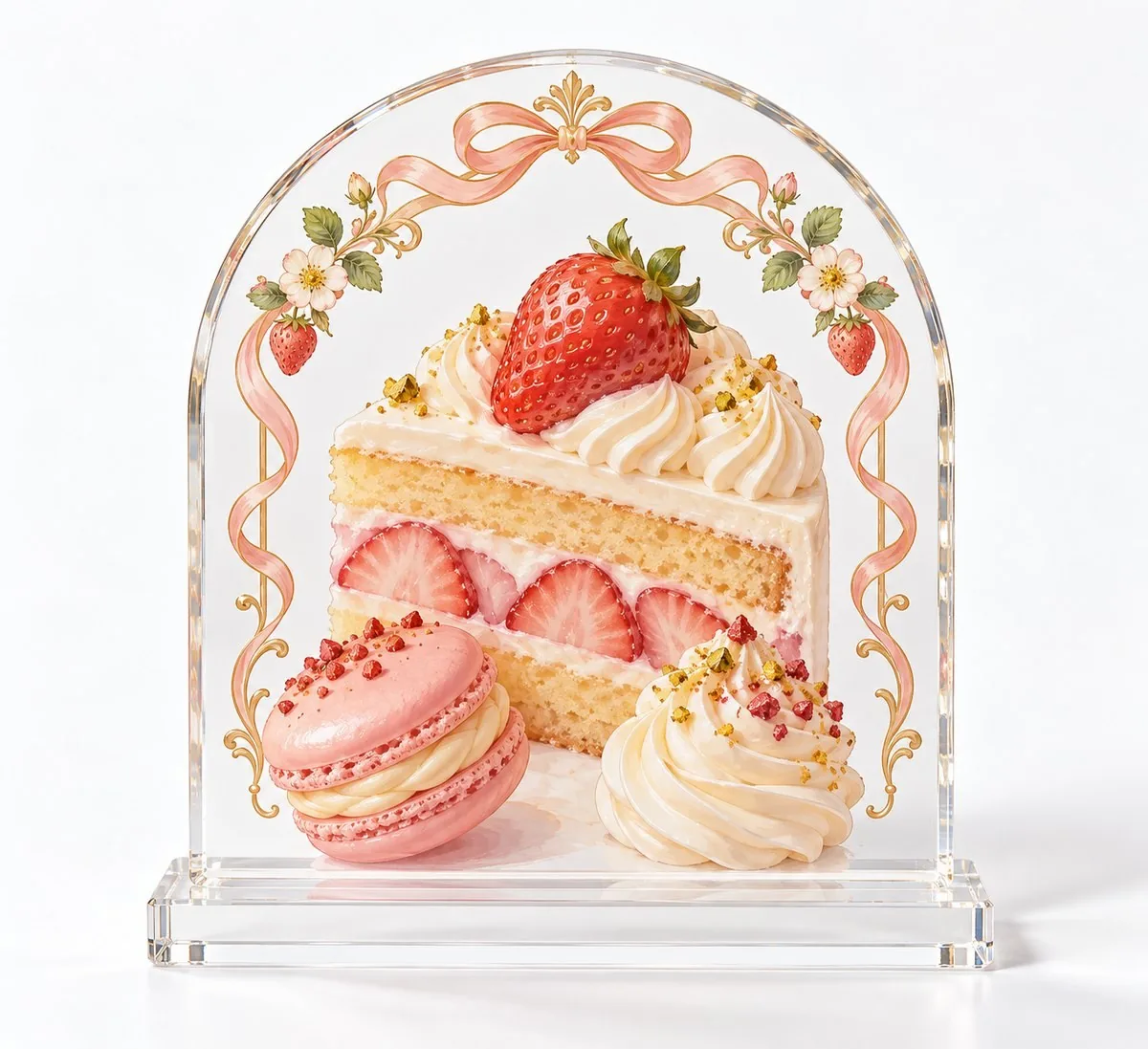 Acrylic standee with cake illustration