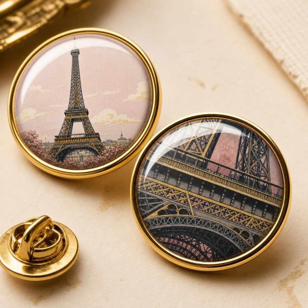 Hard enamel badge in close-up