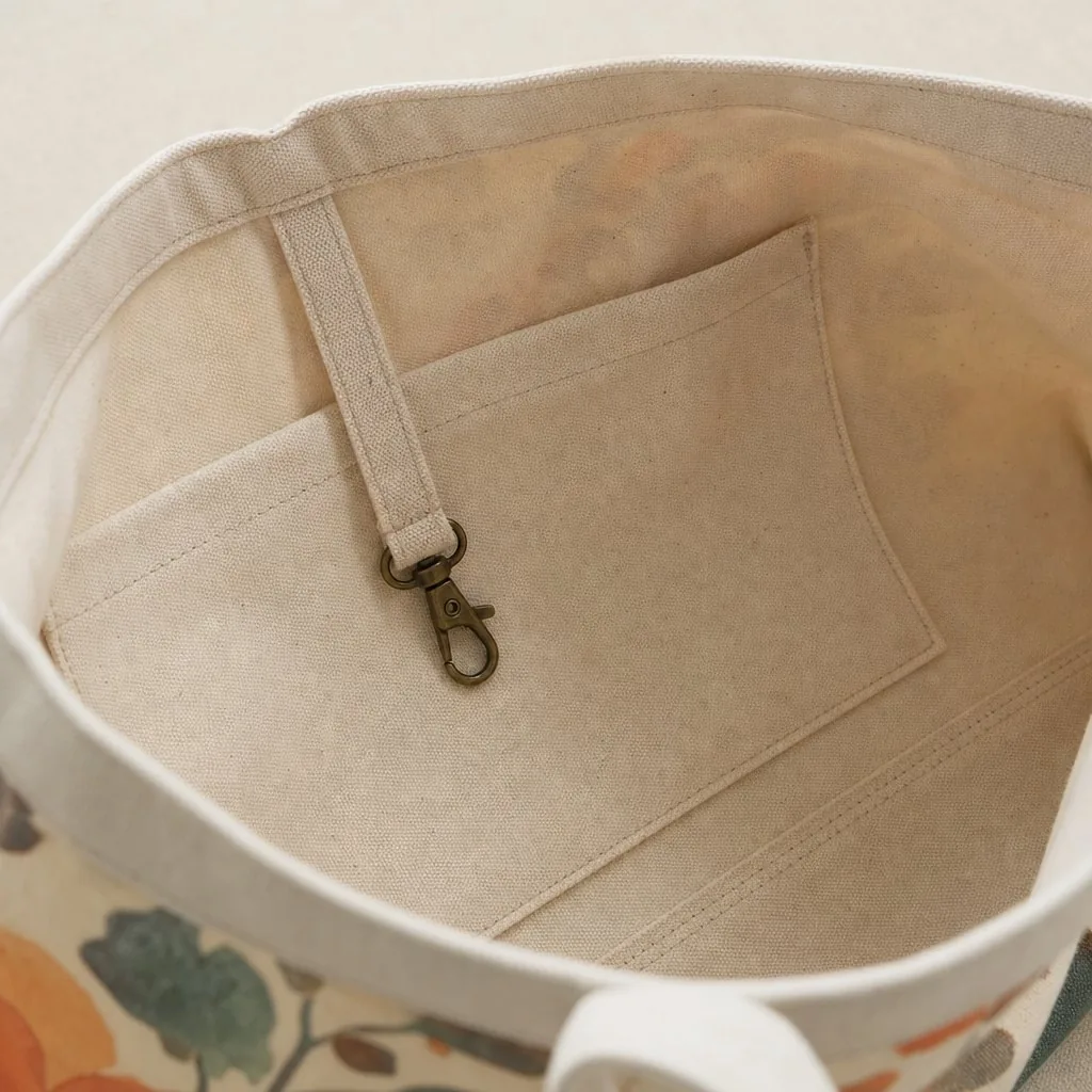 Bag interior — slip pocket and seam
