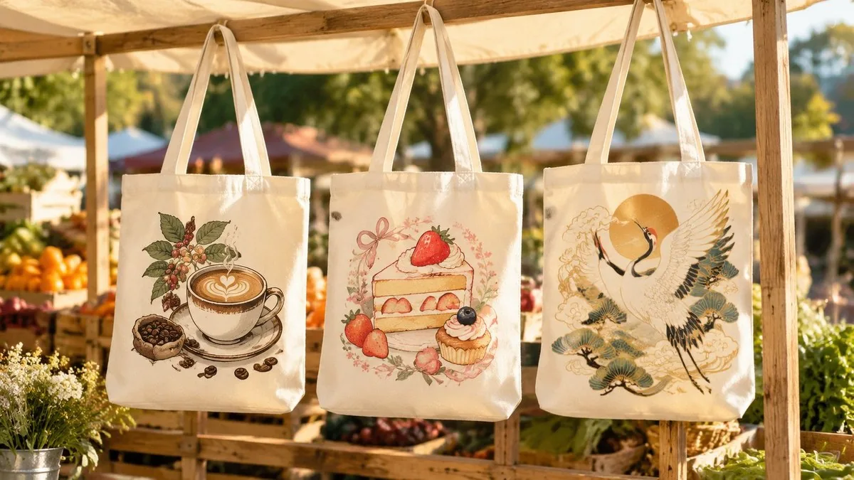 Tote and gift box in a hotel lobby